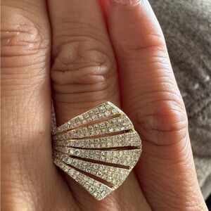 Stunning 1.5 CT Natural Diamond 14K Abstract Wrap Floral Leaf Ring, 6.5 4.3 g